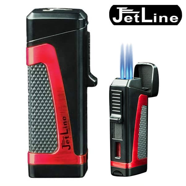 JetLine Hurricane 2 Triple-Flame Lighter- Pearl Red/Black