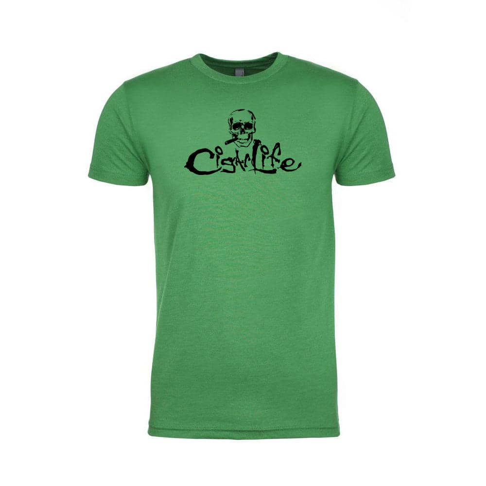 Green with Black Cigarlife Mens Crew Neck T-Shirts