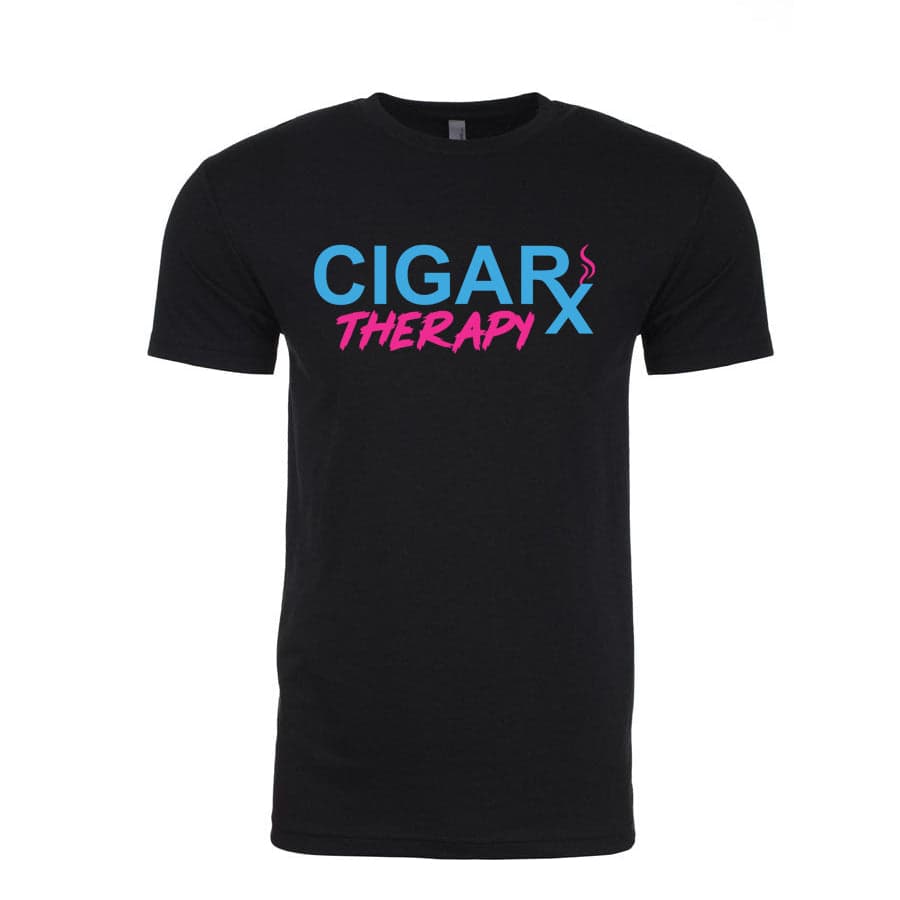 Black CIGARx Mens Miami Edition with Pink and Blue Crew Neck T-Shirts