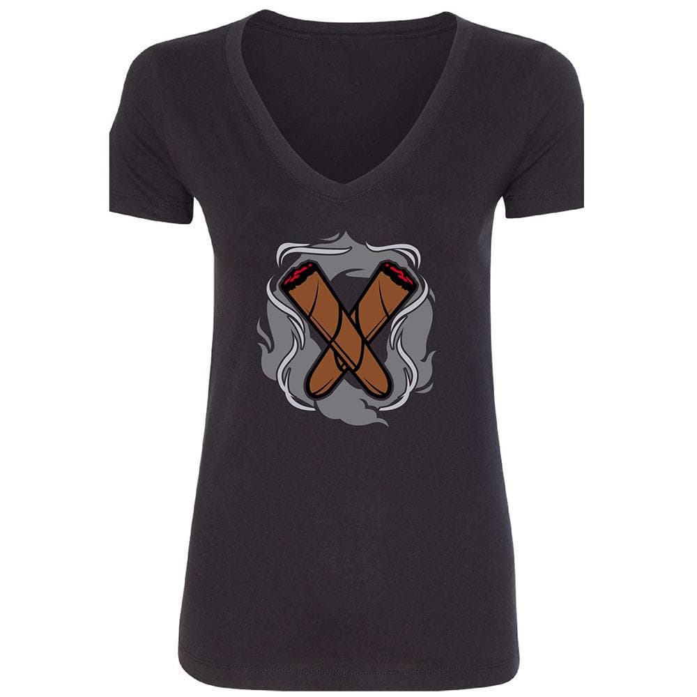 Black Cigar Pxrn Logo Women's V-Neck T-Shirt