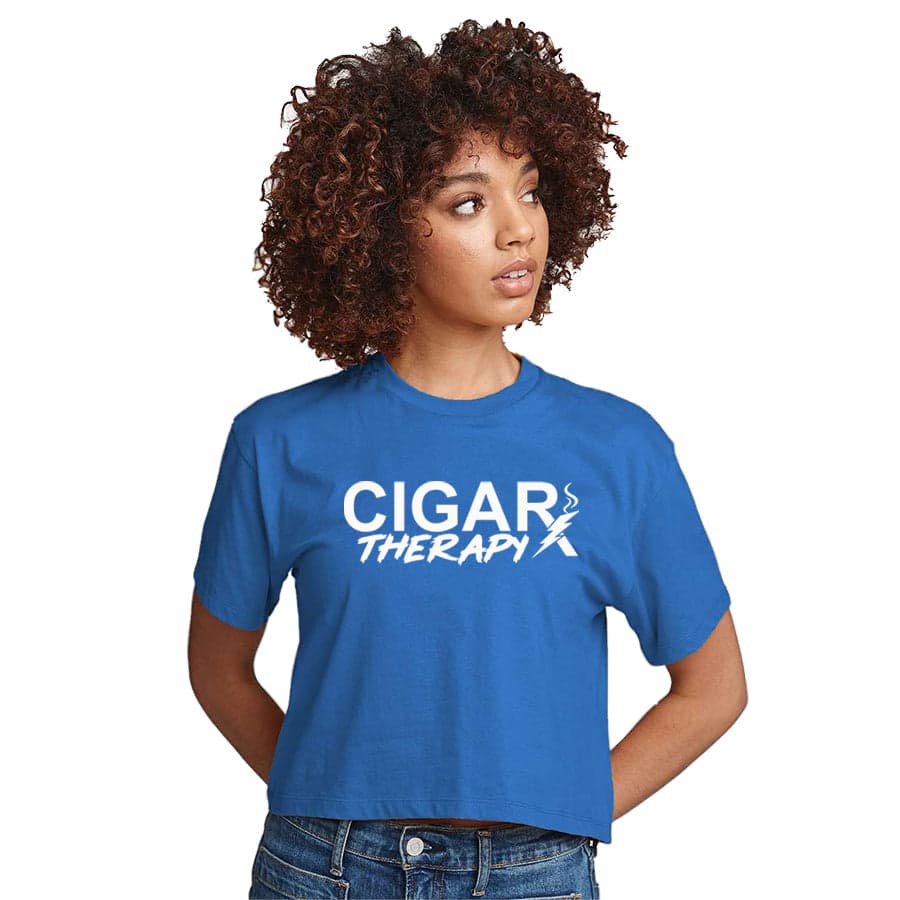 Buy Blue CIGARx Womens Hockey Crop Top T-Shirts with Bolt Online
