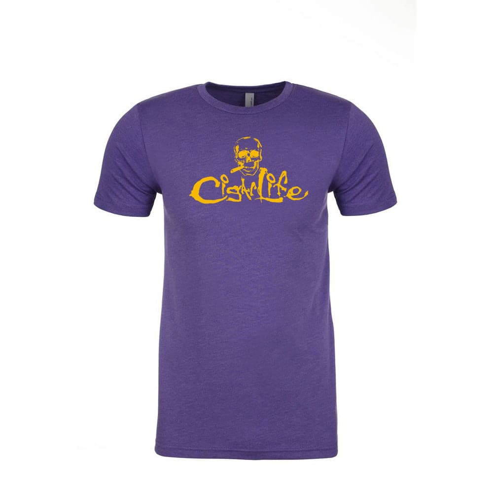 Purple with Gold Cigarlife Mens Crew Neck T-Shirts