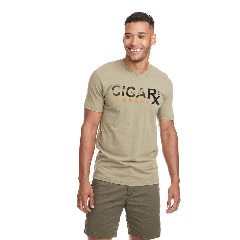 Light Olive CIGARx Mens with Camo and Orange Crew Neck T-Shirts