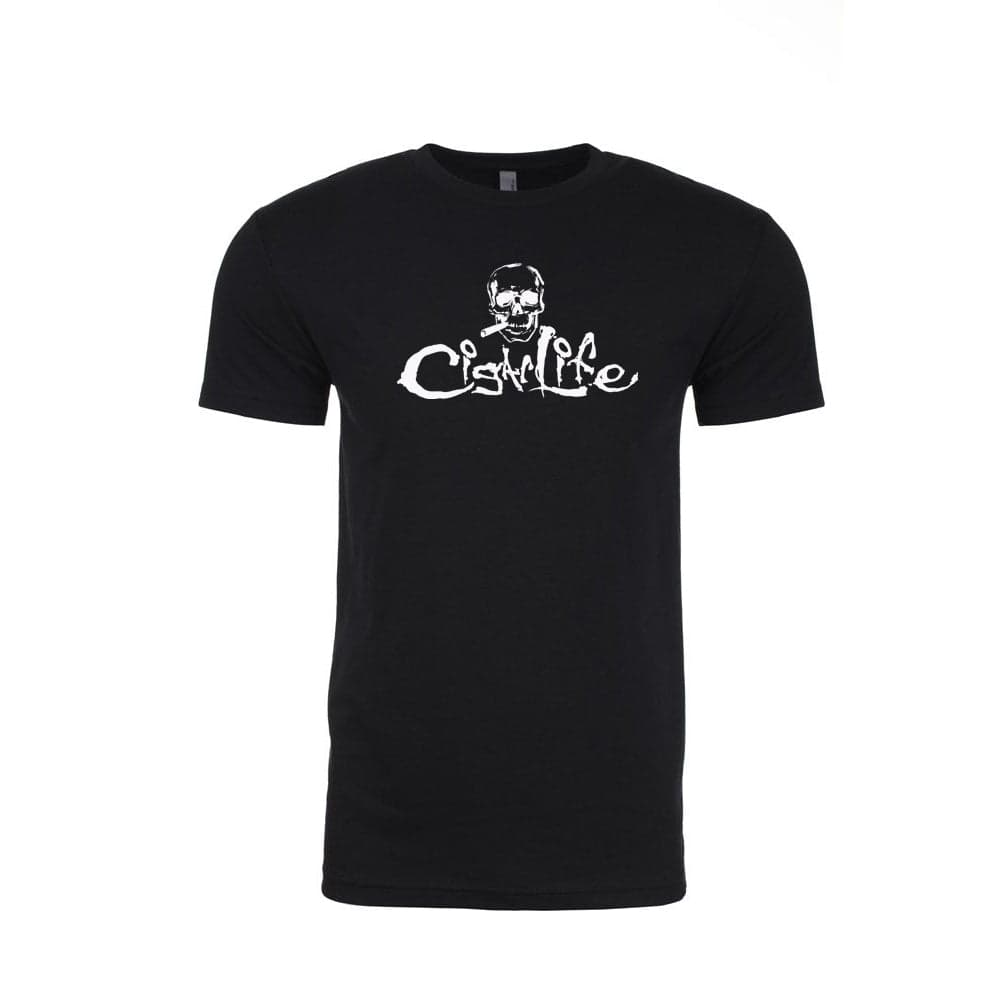 Black with White Cigarlife Mens Crew Neck T-Shirts