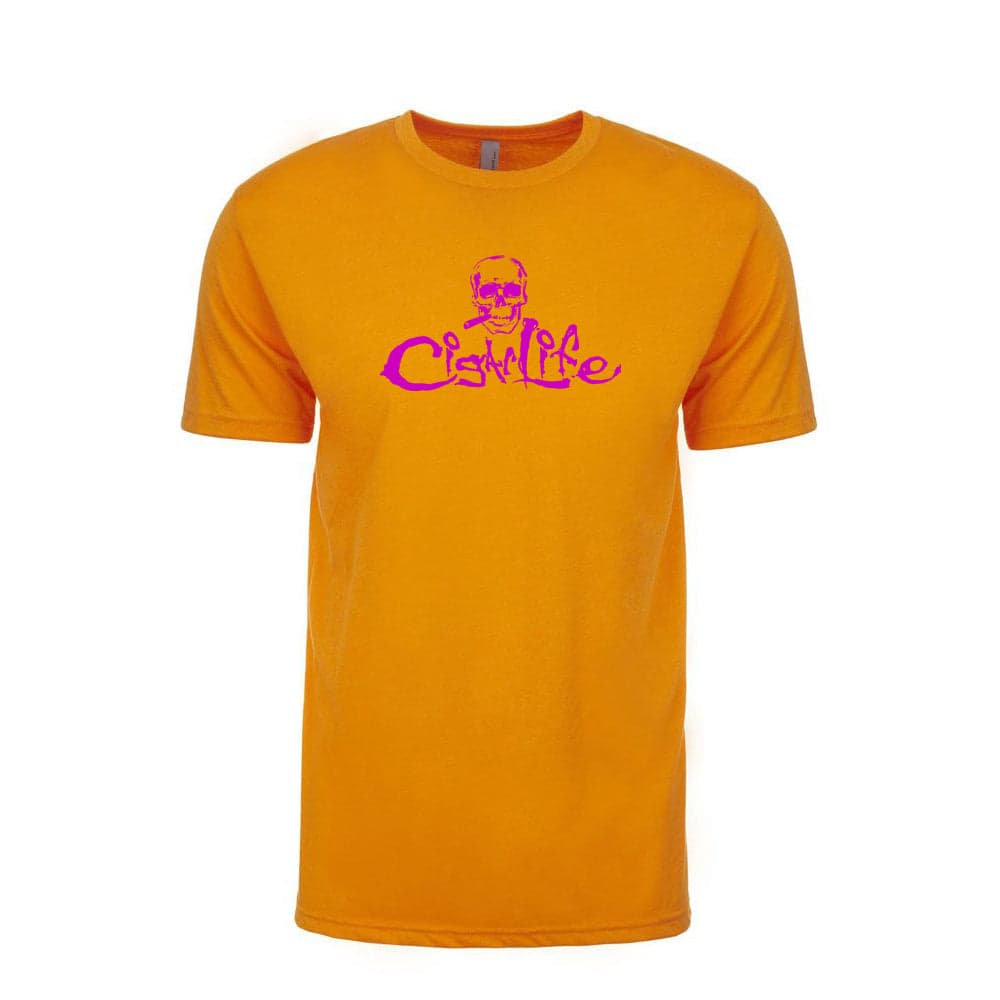 Orange with Pink Cigarlife Mens Crew Neck T-Shirts