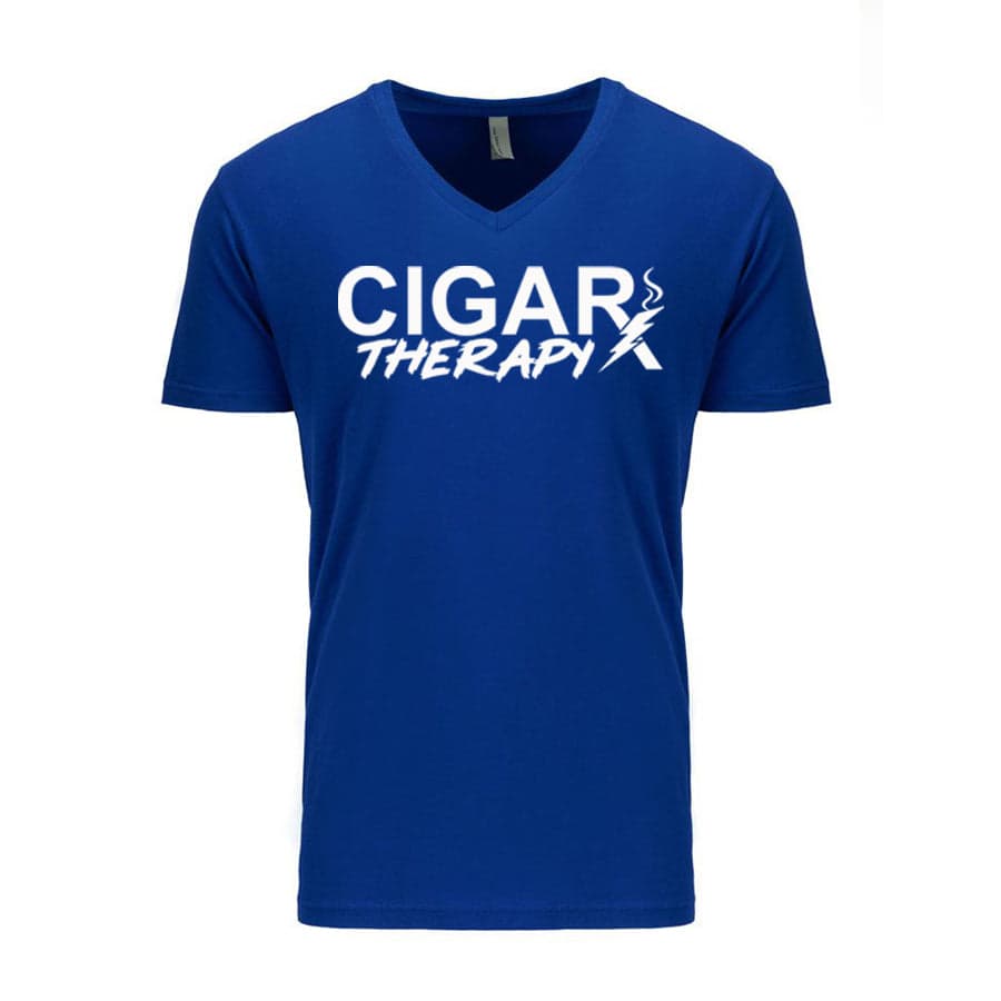 Blue CIGARx Mens Hockey Edition with Bolt V-Neck T-Shirts