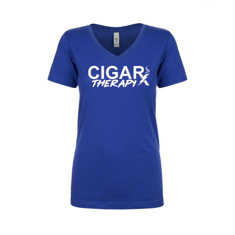 Blue CIGARx Womens Hockey Edition with Bolt V-Neck T-Shirts