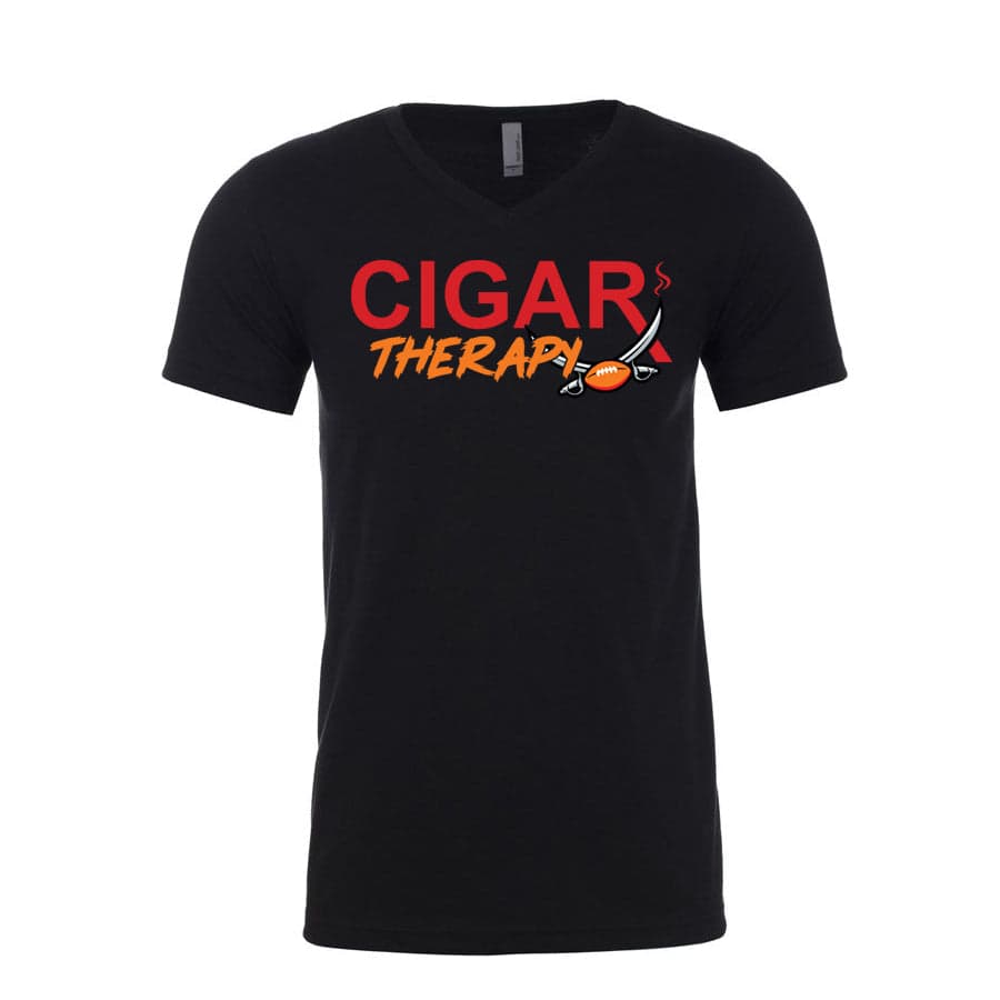 Black CIGARx Mens Football Edition with Swords V-Neck T-Shirts