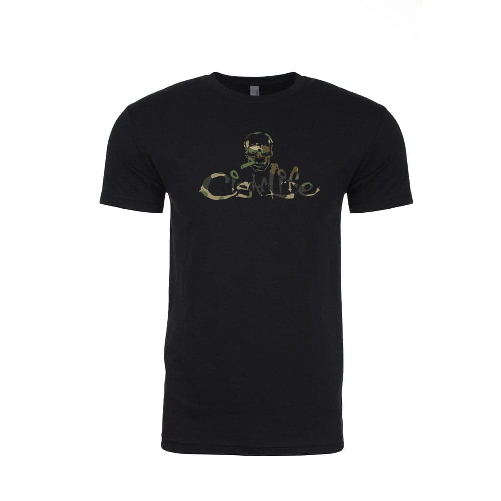 Black with Camo Cigarlife Mens Crew Neck T-Shirts