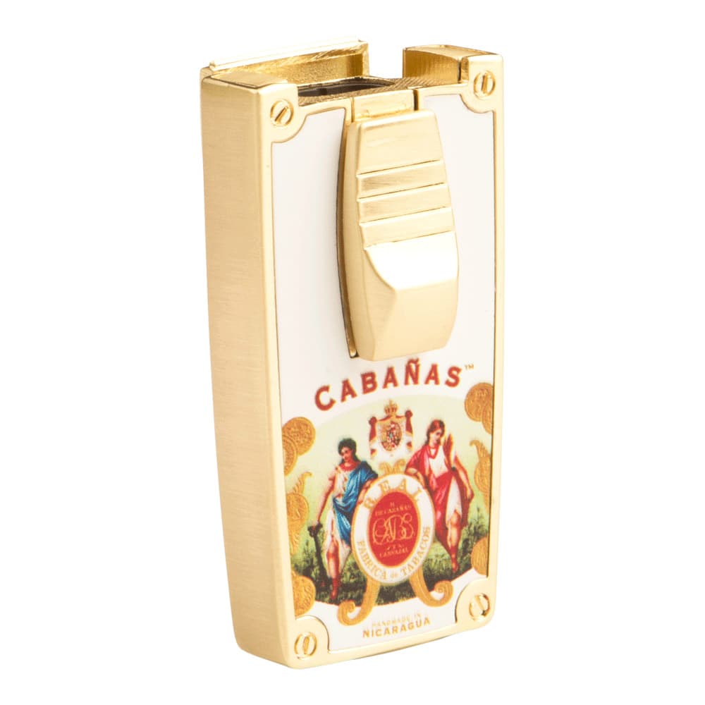 Cigar Lighters Cabanas White & Gold Double Torch Lighter