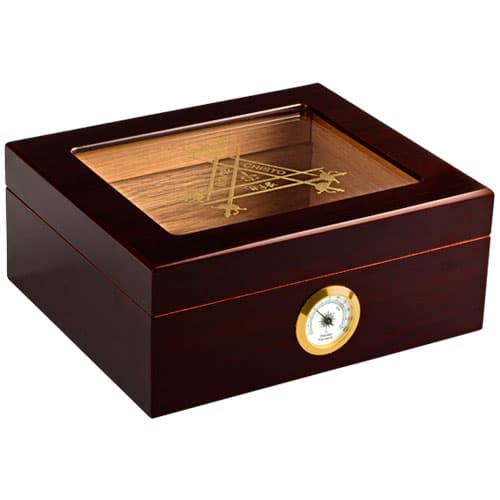 Cigar Humidors Montecristo Logo Glass Top Humidor