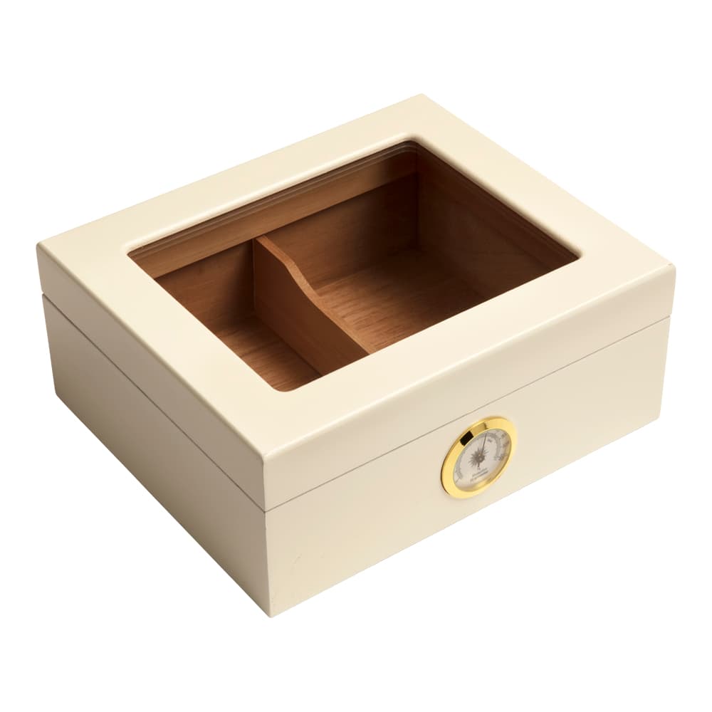 Cigar Humidors Capri Glass Top White